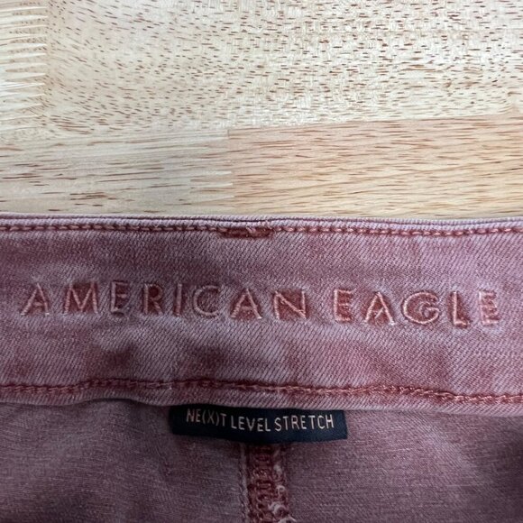 American Eagle Womens Curvy Jeggings High Rise Rose Size 0 Short Buckle - Picture 8 of 10